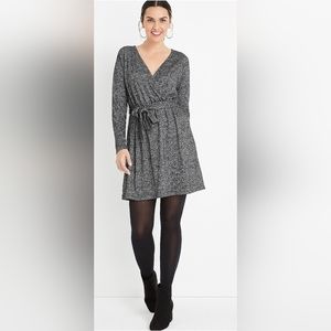 NWT Maurices grey metallic wrap dress large